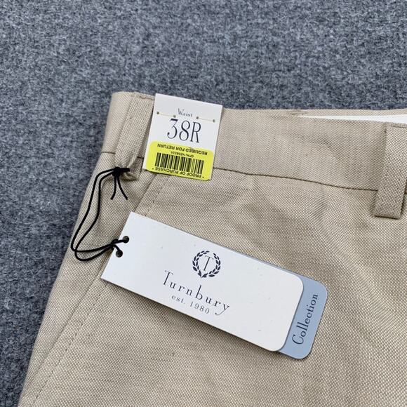 Turnbury Shorts Mens 38 Cream Linen Blend European Fabric Flat Front Chino - Picture 3 of 11